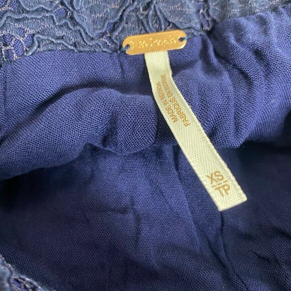 Free People Womens Wild Lace Pull On Crop Flare Pants Disco Indigo Dainty Sz XS - Picture 7 of 9